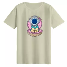 تی‌شرت لانگ آستین کوتاه زنانه مدل آدم فضایی کد 04 رنگ کرم