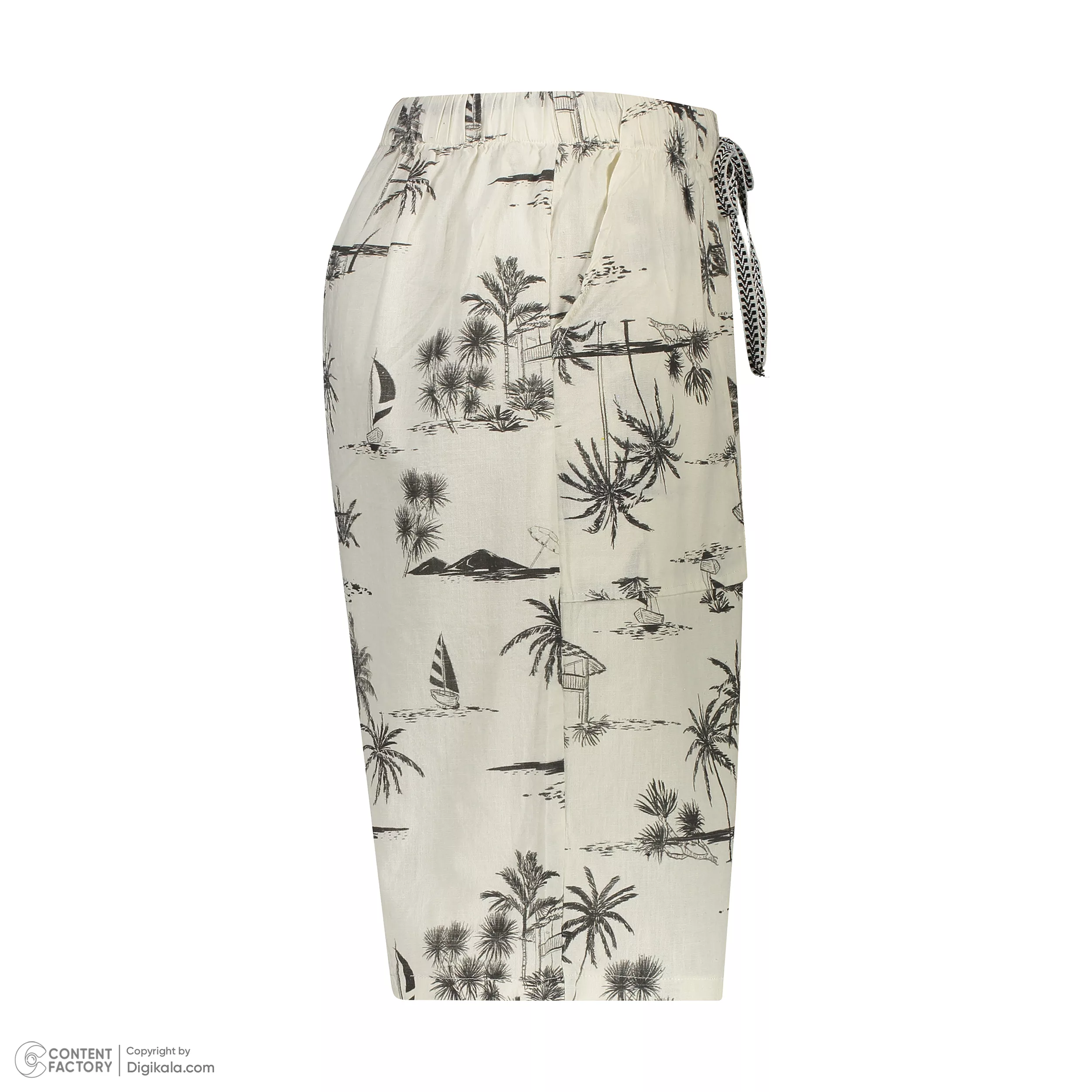 ست پیراهن آستین کوتاه و شلوارک راحتی مردانه مدل هاوایی نخل و کلبه