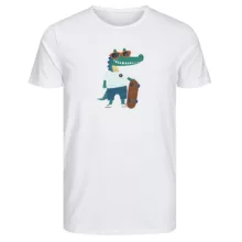 تیشرت آستین کوتاه زنانه طرح تمساح رنگ سفید