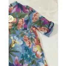 بلوز آستین سه ربع یقه ایستاده زنانه مدل 10033 رنگ آبی