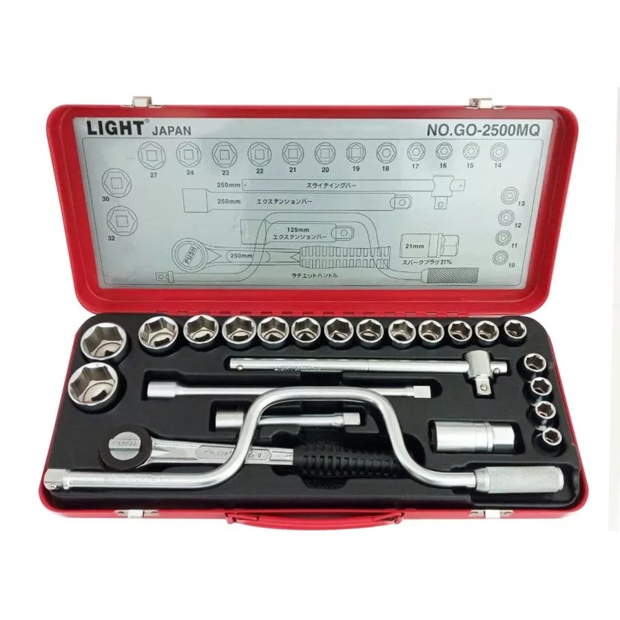 مجموعه 25 عددی آچار و سری بکس لایت مدل GO-2500MQ