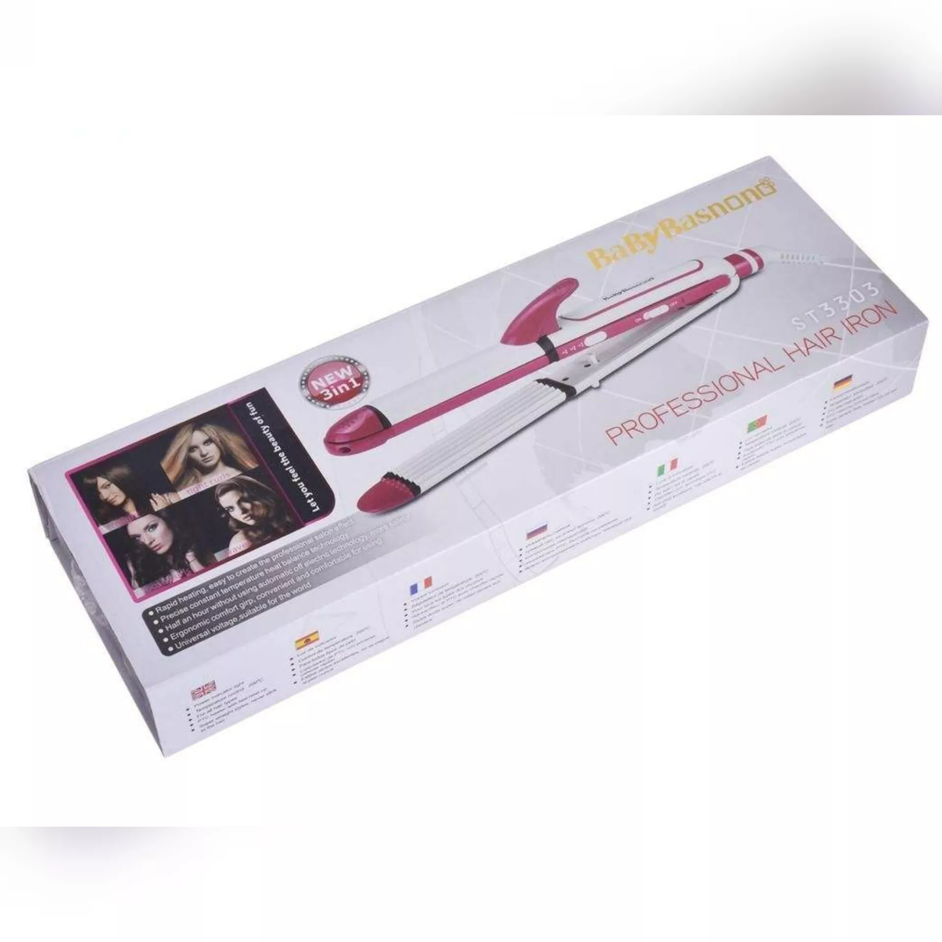 اتو و حالت دهنده مو بیبی باس نانو مدل st3303