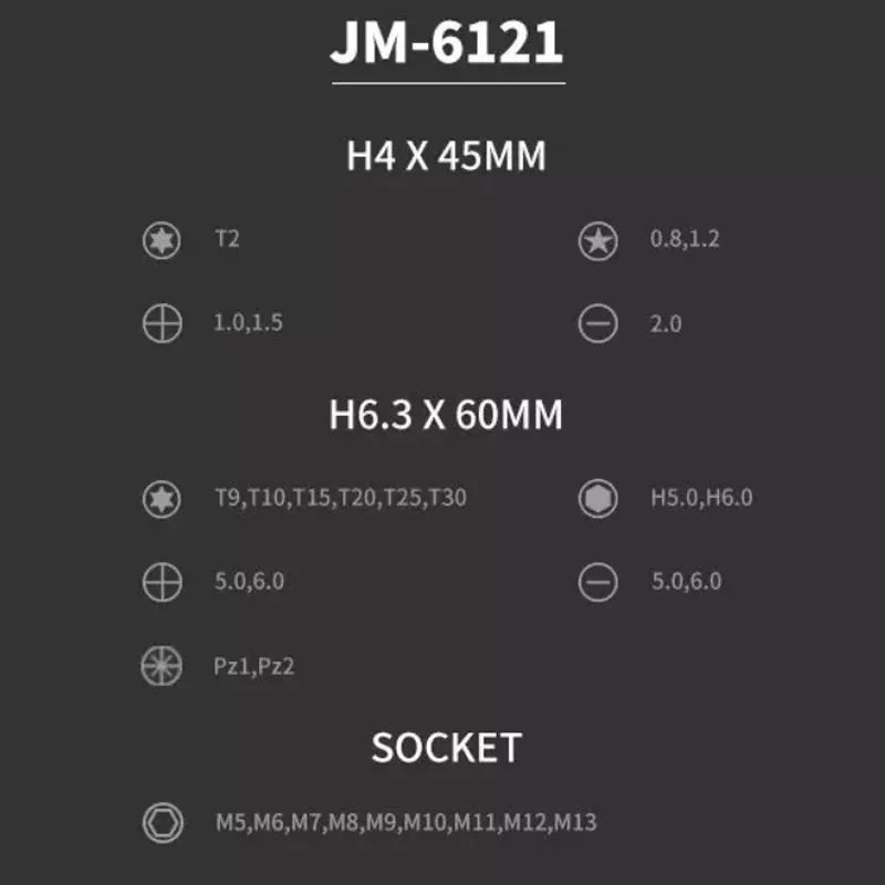 پیچ گوشتی جاک می مدل JM-6121 بسته 31 عددی