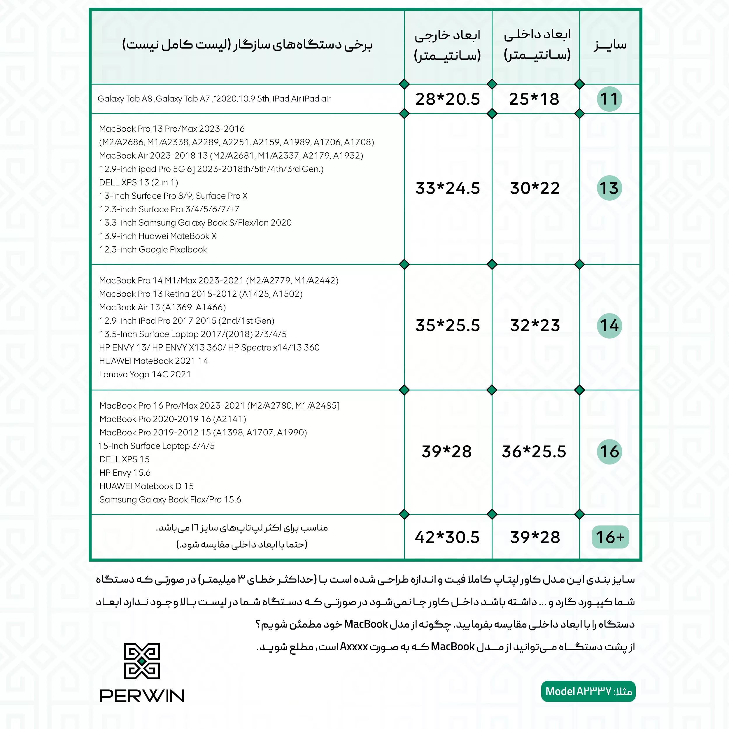 کاور لپ تاپ پر وین مدل LD-23 مناسب برای لپ تاپ 2/3/4/5 13.5 اینچی