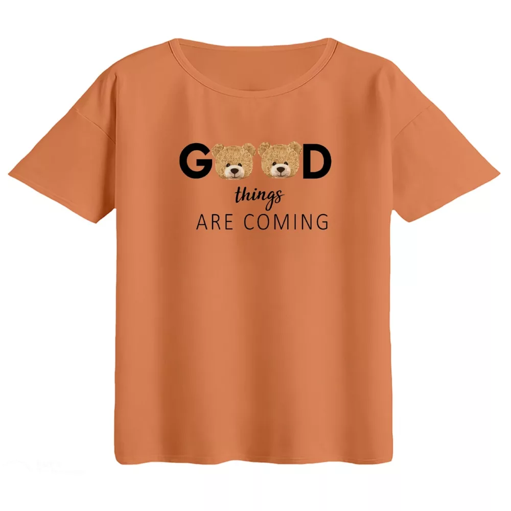 تی‌شرت  اورسایز آستین کوتاه زنانه مدل باکسی طرح گود رنگ گلبهی