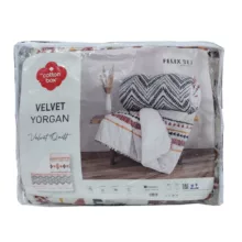 لحاف طرحدار کاتن باکس مدل Velvet Yorgan Felix Bej C.K دونفره سایز 215*195 سانتی متر