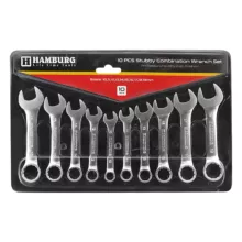 آچار یکسر تخت یکسر رینگی کوتاه هامبورگ مدل HAMBURG -0010 مجموعه 10 عددی