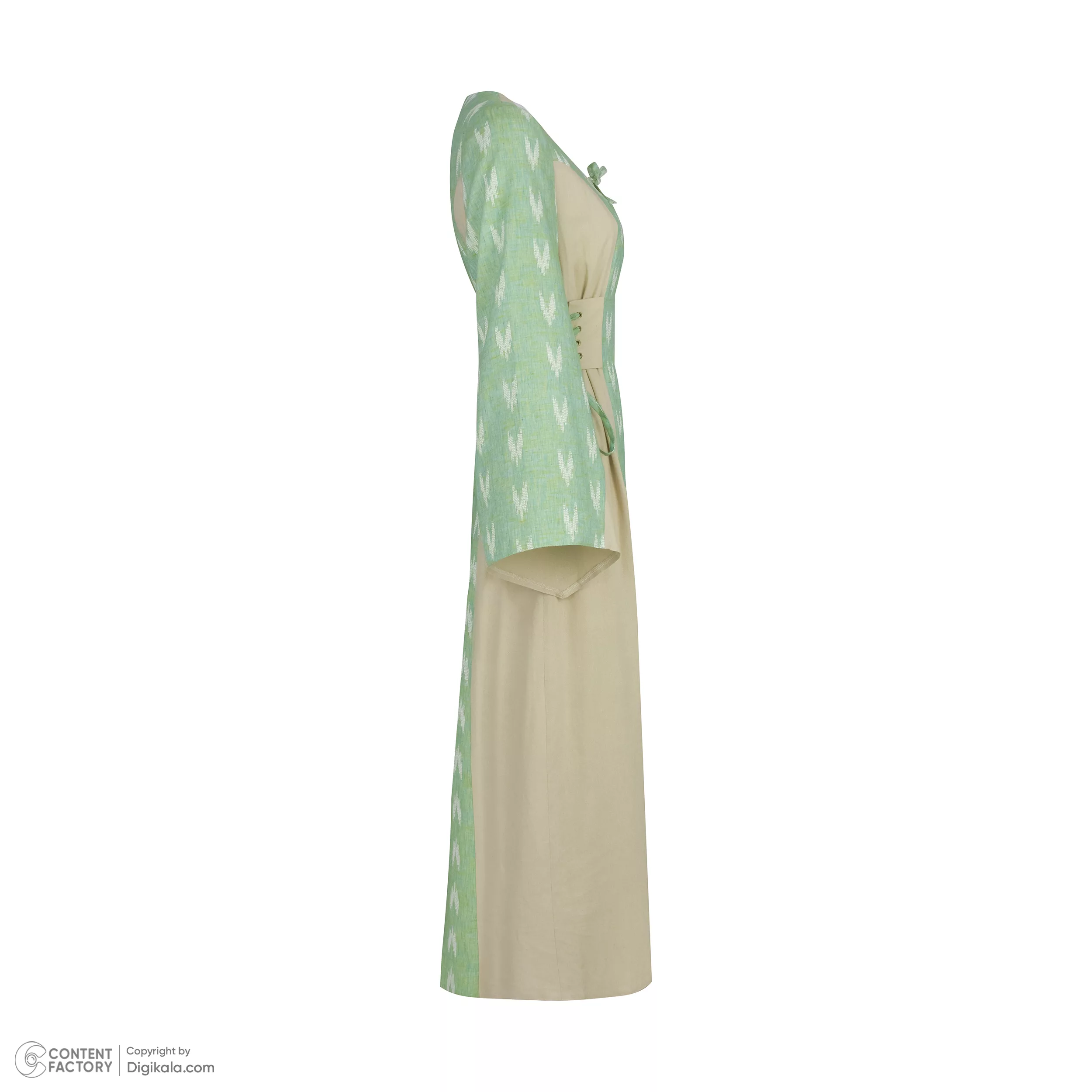 پیراهن یقه هفت زنانه گره استایل مدل P-170 رنگ سبز
