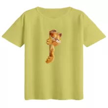 تی‌شرت  اورسایز آستین کوتاه زنانه مدل باکسی طرح گارفیلد کد۱ رنگ لیمویی