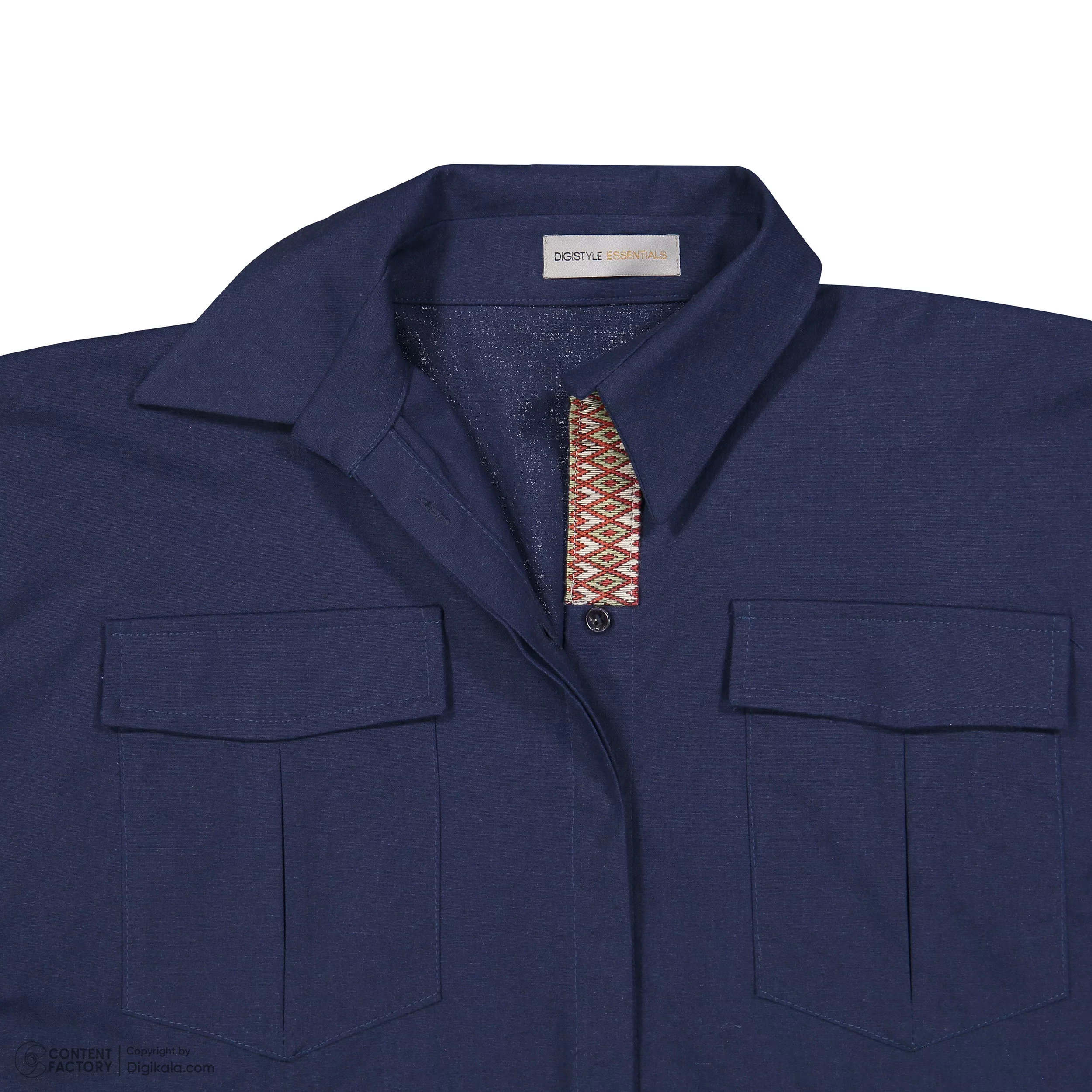شومیز آستین بلند یقه برگردان زنانه دیجی استایل اسنشیال مدل cbK-44 رنگ سرمه ای