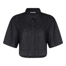 کراپ شومیز آستین کوتاه یقه برگردان زنانه آر اِن اِس مدل 112723139404