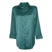 شومیز آستین بلند یقه برگردان زنانه مدل 7457 رنگ سبز