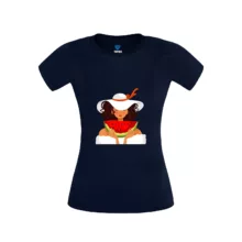 تی شرت آستین کوتاه زنانه تاپیک مدل ضدتعریق طرح دختر رنگ سورمه ای