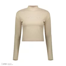 کراپ تیشرت آستین بلند زنانه کانتکس مدل 203 رنگ کرم