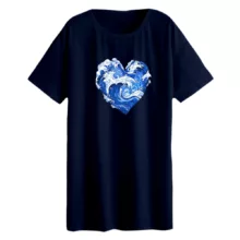 تی شرت لانگ آستین کوتاه  زنانه مدل قلب دریا کد 02 رنگ سرمه ای