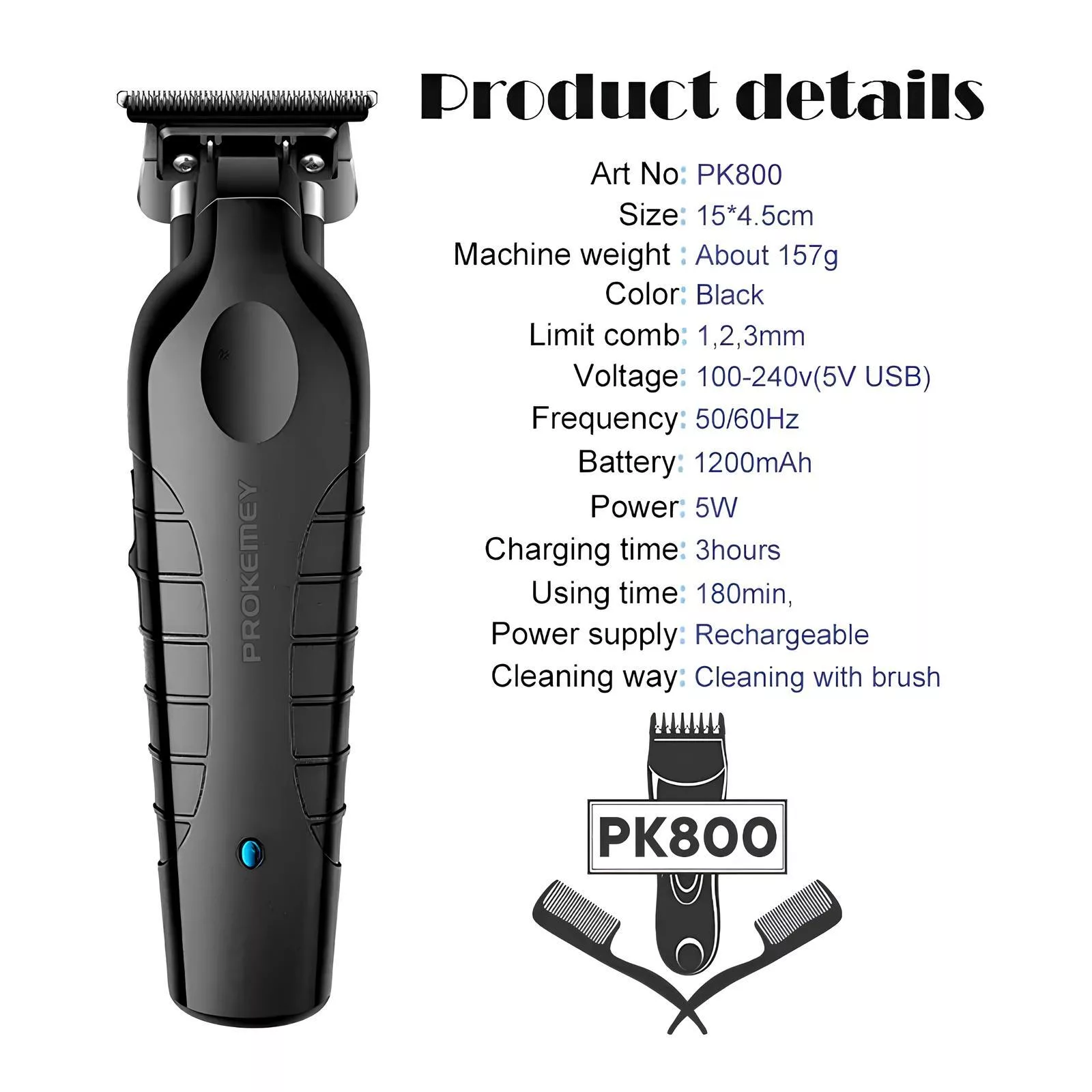 ماشین اصلاح موی سر و صورت شارژی پرووکیمی مدل P͏K800