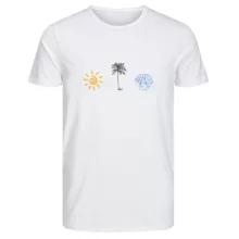 تی‌شرت آستین کوتاه زنانه مدل خورشید و صدف و نخل کد 005