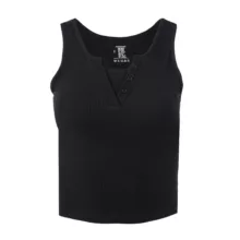 تاپ زنانه جین وست مدل یقه جانی کد 200248 رنگ مشکی