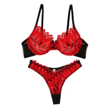 ست سوتین و شورت توری زنانه ژینا کد 1100 رنگ قرمز