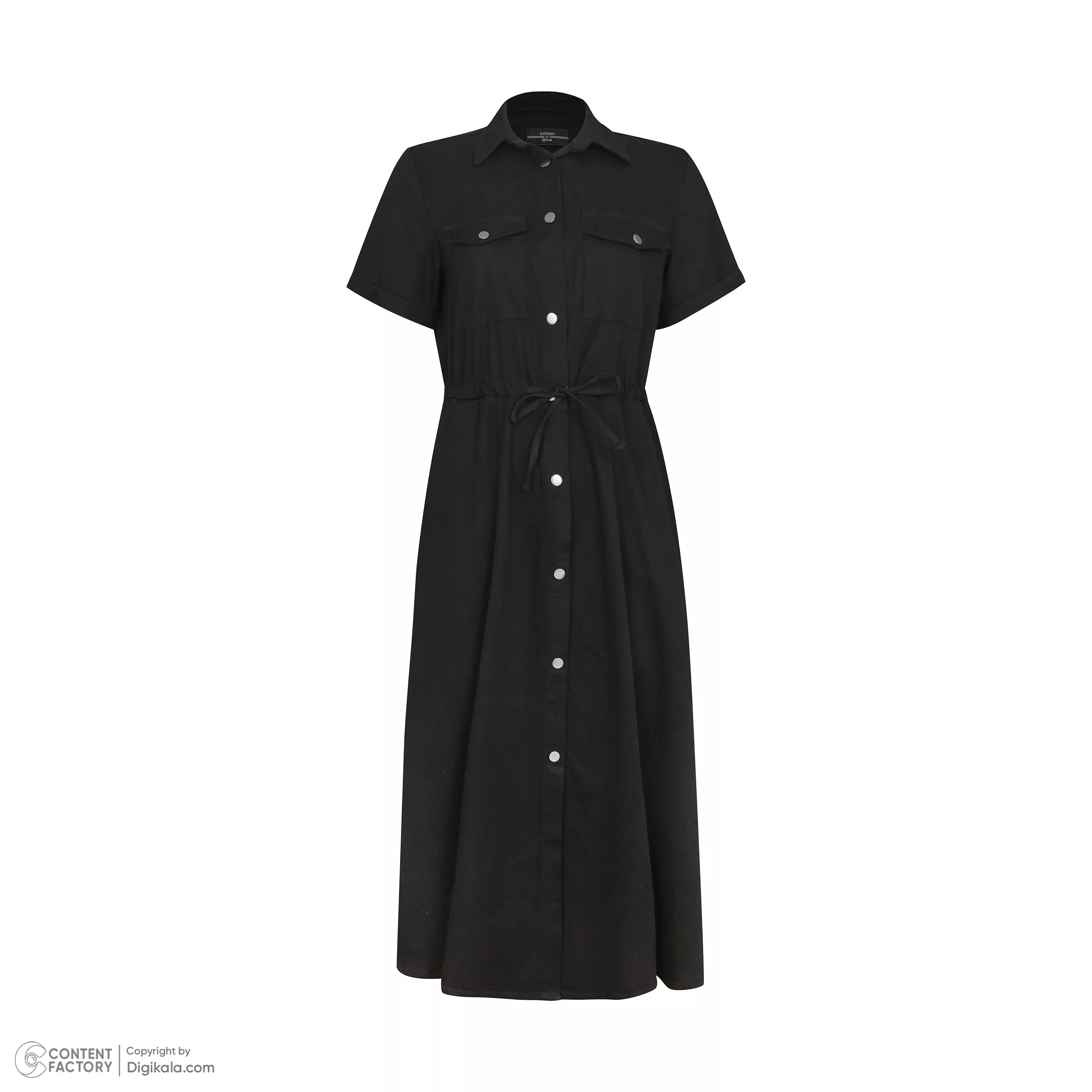 پیراهن یقه برگردان زنانه سوپردرای مدل W18S50101C رنگ مشکی