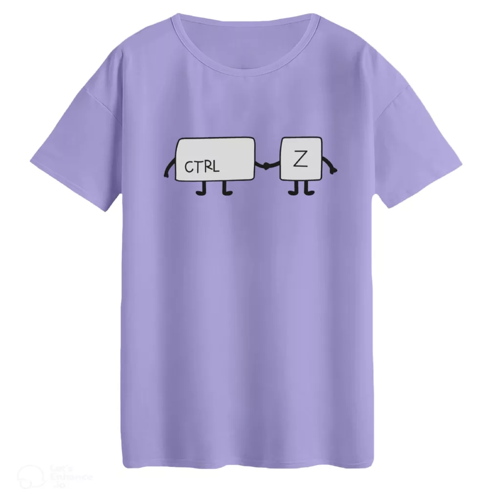 تی‌شرت لانگ آستین کوتاه زنانه مدل ctrl z رنگ یاسی