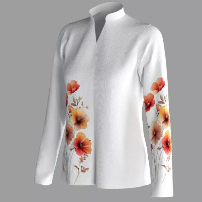 شومیز آستین بلند زنانه مدل لینن چاپی فلورا