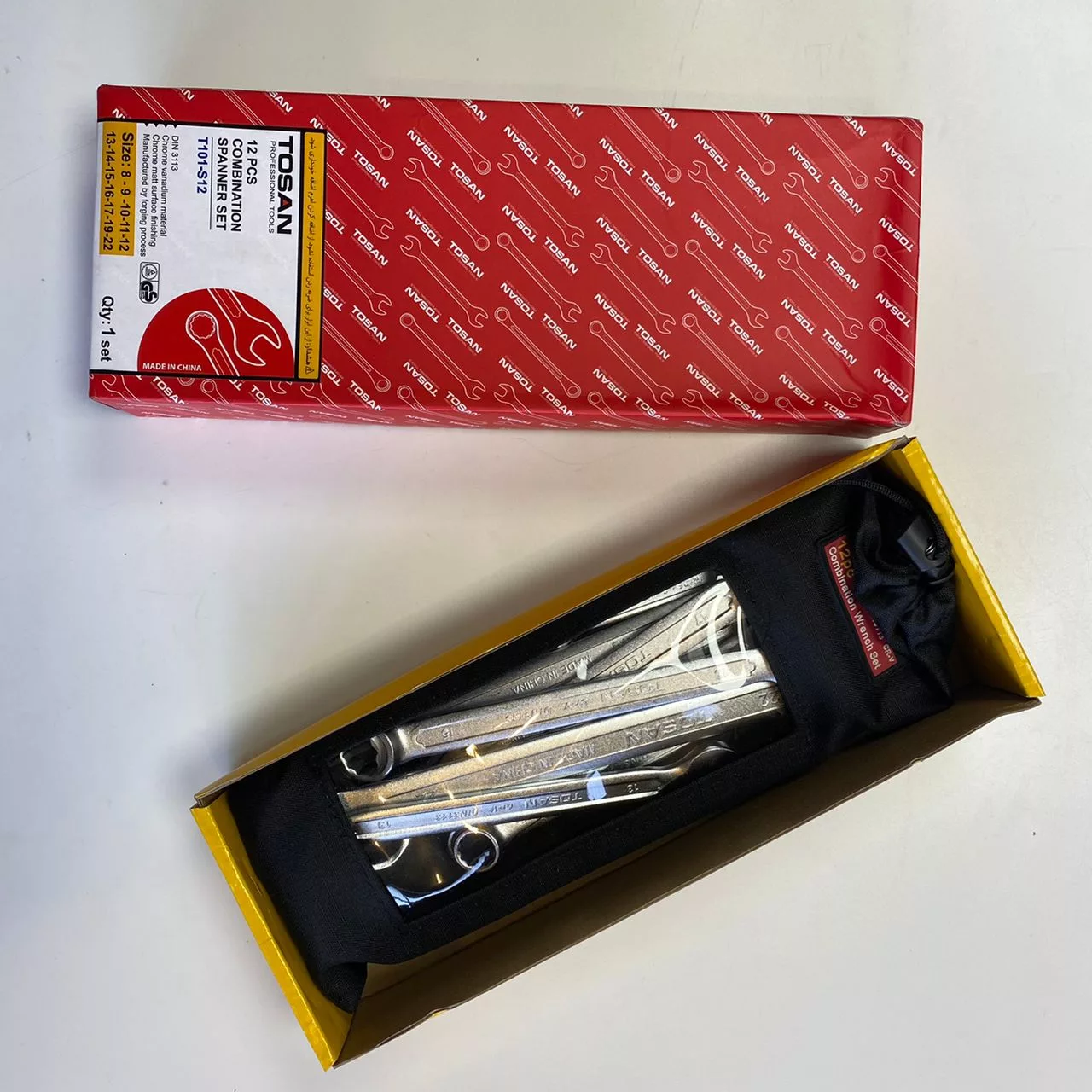 آچار یکسر تخت و یکسر رینگی توسن مدل T101-S12 مجموعه 12 عددی