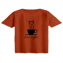 کراپ تی‌شرت آستین کوتاه زنانه مدل love coffee