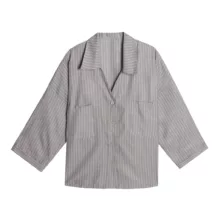 شومیز آستین بلند یقه برگردان زنانه مدل yy88 رنگ طوسی روشن