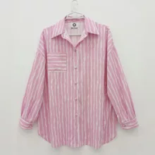 شومیز آستین بلند یقه برگردان زنانه ماه پوش مدل 1404 رنگ صورتی