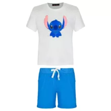 ست تی شرت آستین کوتاه و شلوارک راحتی زنانه مدل استیج کد SG رنگ آبی