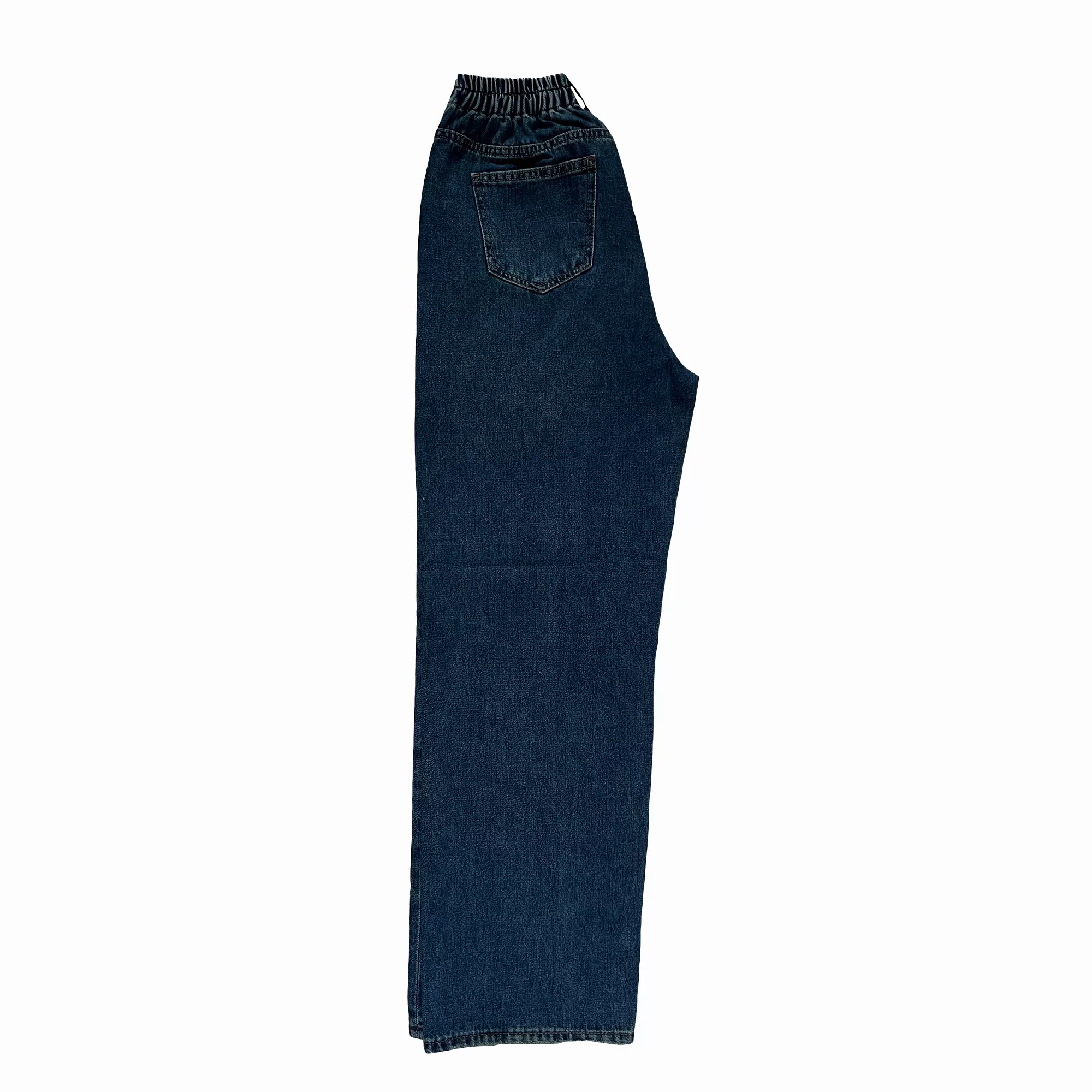 شلوار جین زنانه مدل نیم بگ کمرکش رنگ آبی