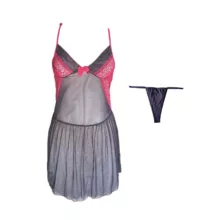 لباس خواب زنانه آهو مدل تور و گیپور کد 6525