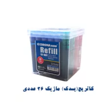 ماژیک وایت برد کرونا مدل گرد طرح شارژی به همراه یدک و تخته پاک کن مغناطیسی بسته 50 عددی