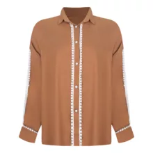 شومیز آستین بلند زنانه مدل توردار کد 1027gh