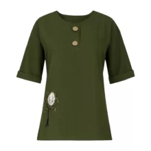 بلوز آستین سه ربع یقه گرد زنانه مدل آماندیس AM039