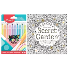 ماژیک رنگ آمیزی مپد مدل پاستیلی به همراه دفتر رنگ آمیزی بسته 12 عددی