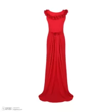 پیراهن یقه گرد زنانه مزون مدل دنباله دار رنگ قرمز