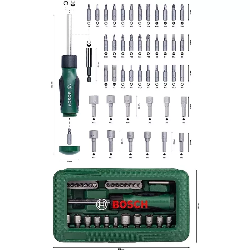 پیچ گوشتی بوش مدل Screwdriver Set بسته 46 عددی