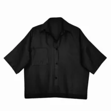 کراپ شومیز آستین سه ربع یقه برگردان زنانه مدل 011