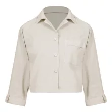 شومیز آستین بلند یقه برگردان زنانه بنیس مدل 38728702 رنگ کرم روشن