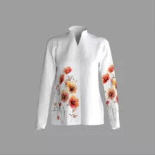 شومیز آستین بلند زنانه مدل لینن چاپی فلورا