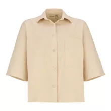 شومیز آستین سه ربع یقه برگردان زنانه السانا مدل سارال کد 224108 رنگ کرم