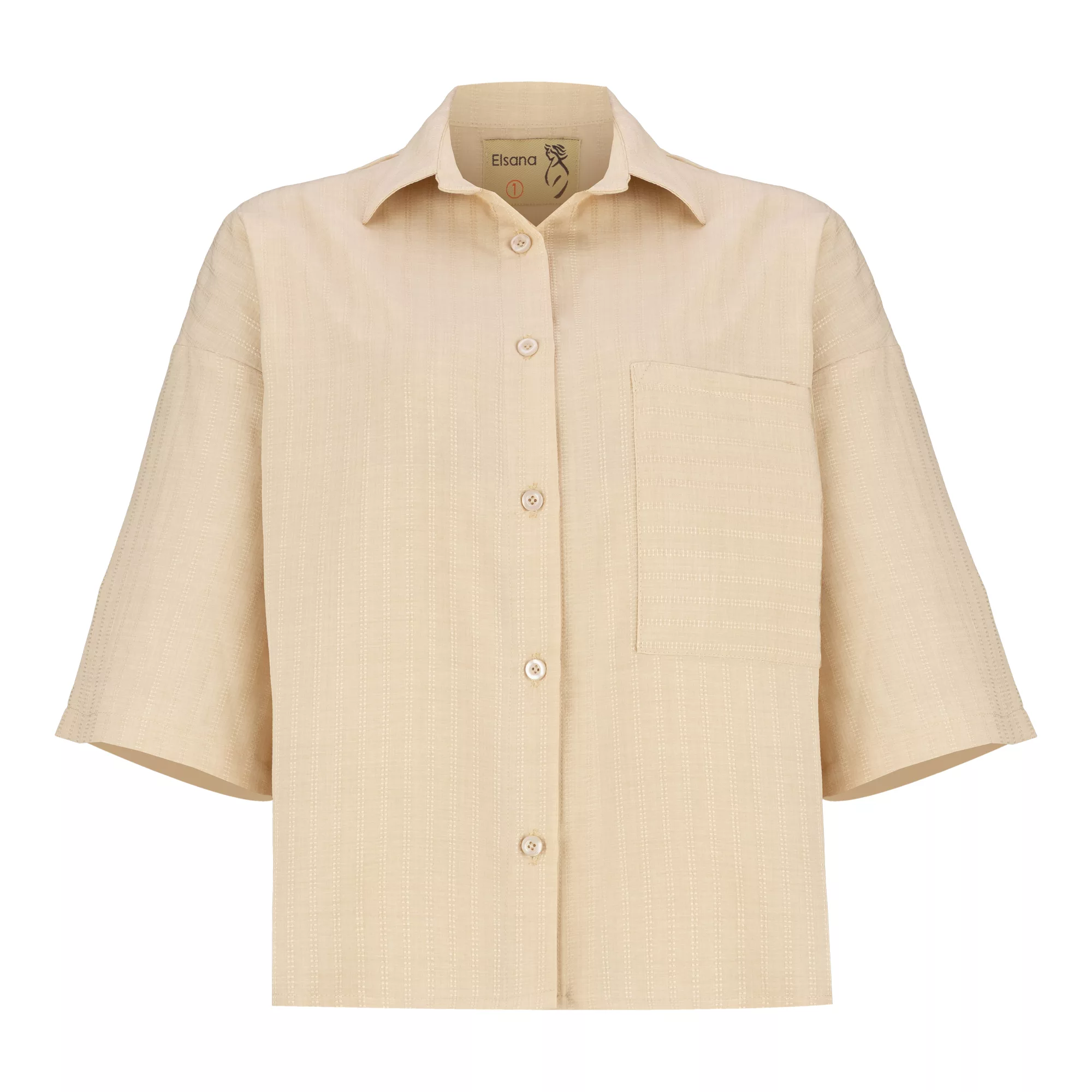 شومیز آستین سه ربع یقه برگردان زنانه السانا مدل سارال کد 224108 رنگ کرم