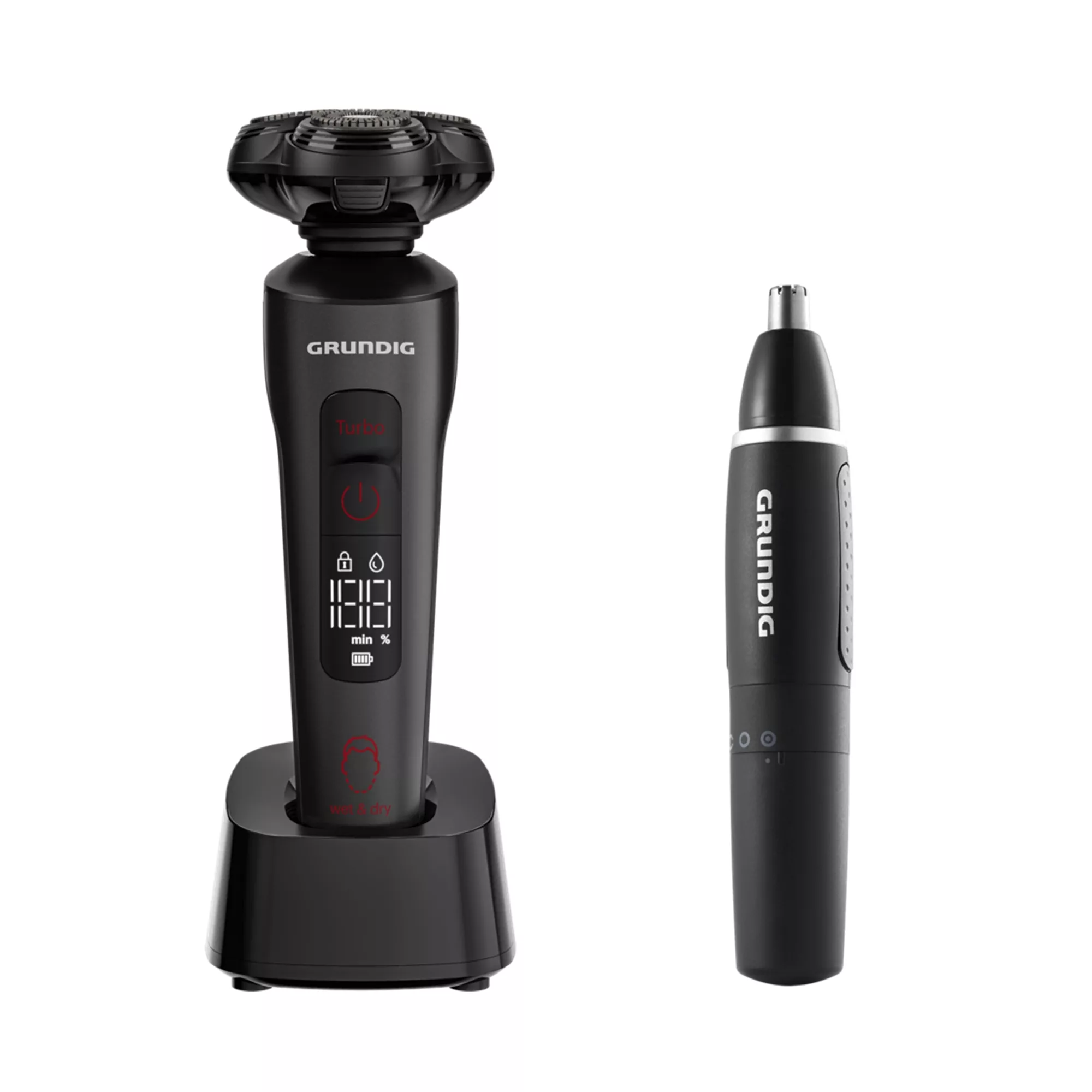 ماشین اصلاح موی صورت شارژی گروندیگ مدل MS 9130 به همراه مو زن گوش و بینی گروندیگ مدل MT 3810