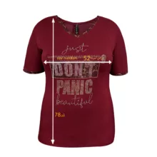 تی‌شرت آستین کوتاه زنانه مدل پنیک1 رنگ زرشکی