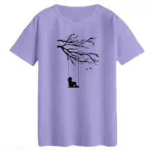 تی‌شرت لانگ آستین کوتاه زنانه مدل دخترک و تاب کد 2 رنگ یاسی