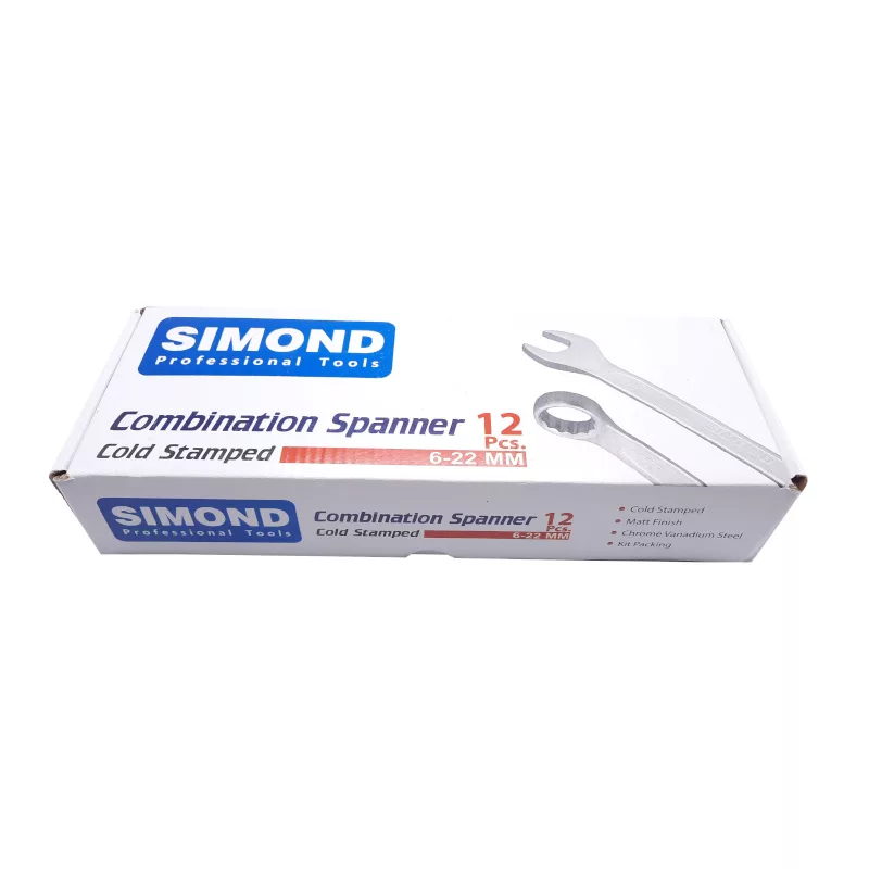 آچار یکسر تخت و یکسر رینگی سیموند مدل 6M-22M مجموعه 12 عددی
