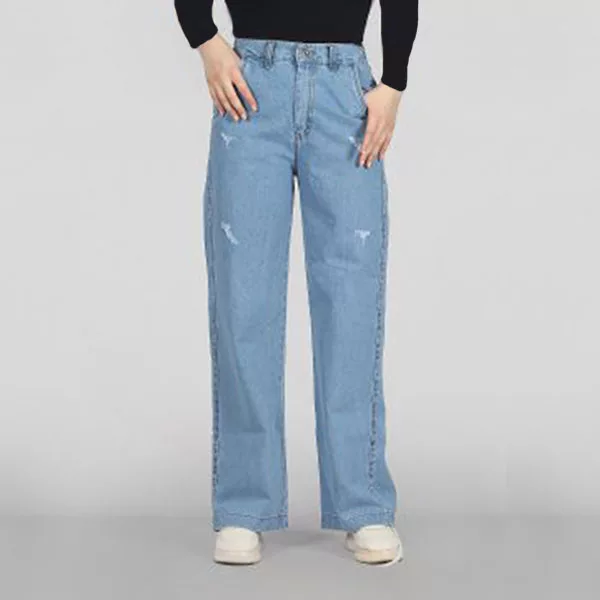 شلوار جین زنانه مدل نیم بگ کدY241