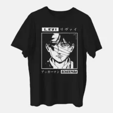 تی شرت آستین کوتاه مردانه مدل انیمه اتک ان تایتان شخصیت لیوای anm488